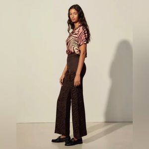 Sandro chocolate brown high waisted wide leg pant